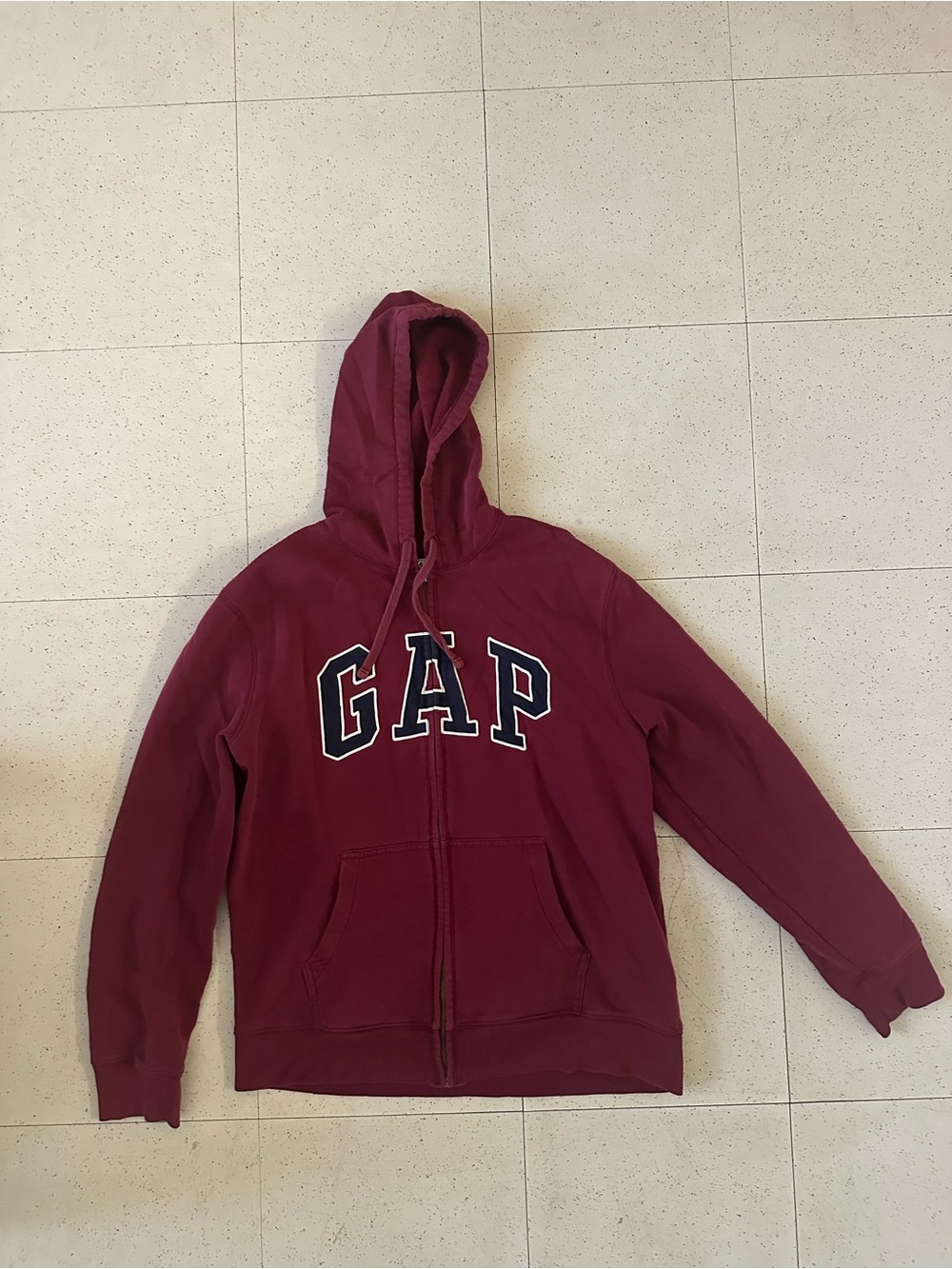 GAP Logo Full Zip Hoodie Burgundy Red Size Large